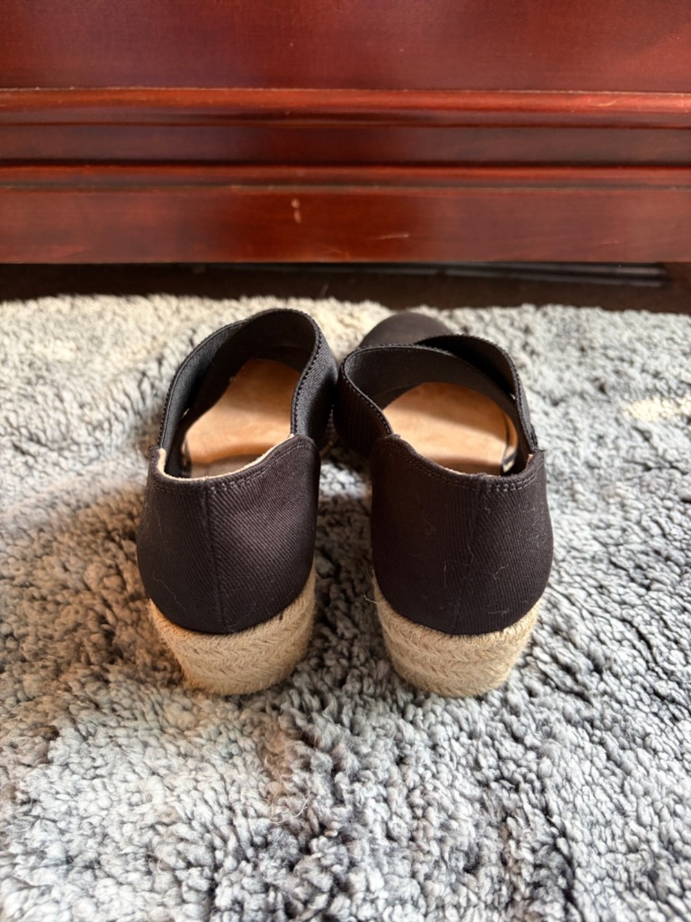 Life Stride Black Espadrille Wedge Sandals with Crisscross Straps - Picture 4 of 7